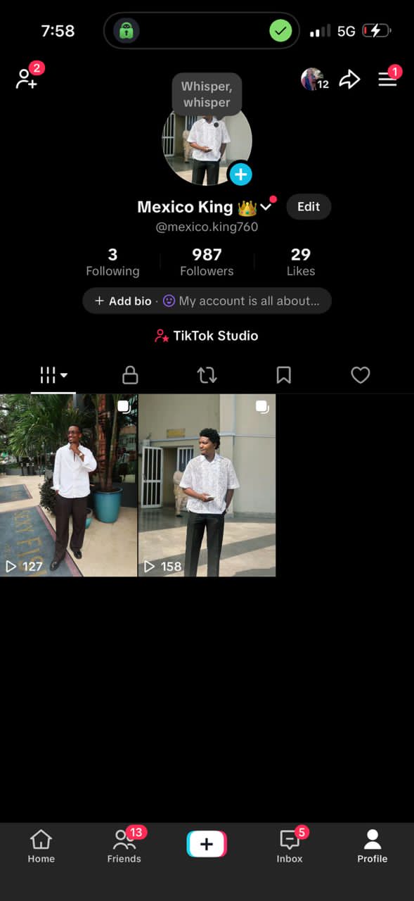 Tiktok 987 followers